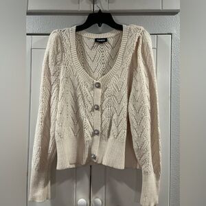 Express Ivory Textured Knit Top